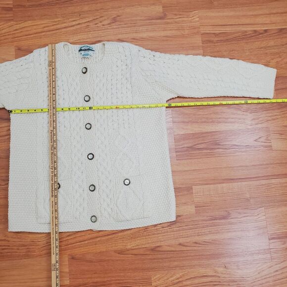 Aran Crafts Ireland Sweater Womens L Ivory Merino Wool Cable Knit Cardigan - Picture 5 of 7